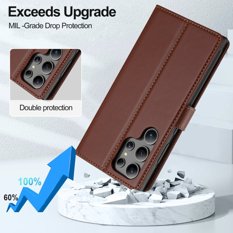 For Samsung Galaxy S24 Ultra 5G LC.IMEEKE L2 Series Detachable Magsafe PU Phone Case with Lanyard