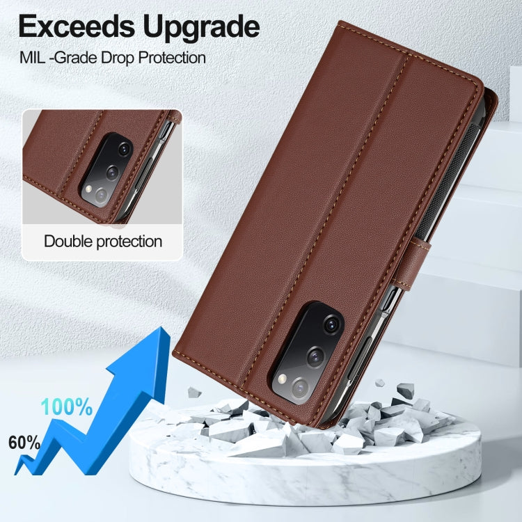 For Samsung Galaxy S20 FE 5G LC.IMEEKE L2 Series Detachable Magsafe PU Phone Case with Lanyard