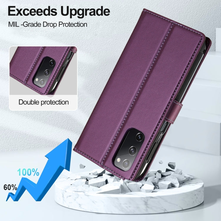 For Samsung Galaxy S20 FE 5G LC.IMEEKE L2 Series Detachable Magsafe PU Phone Case with Lanyard