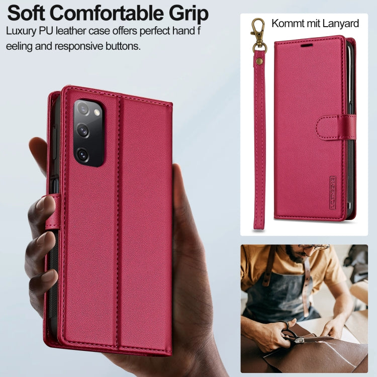 For Samsung Galaxy S20 FE 5G LC.IMEEKE L2 Series Detachable Magsafe PU Phone Case with Lanyard