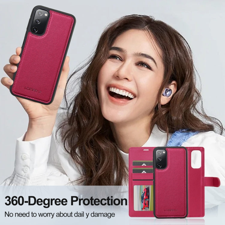 For Samsung Galaxy S20 FE 5G LC.IMEEKE L2 Series Detachable Magsafe PU Phone Case with Lanyard