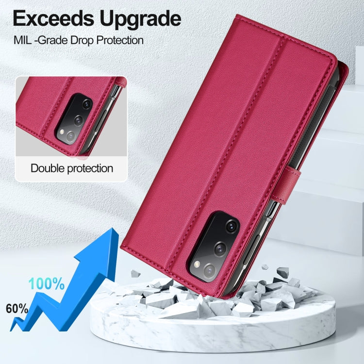 For Samsung Galaxy S20 FE 5G LC.IMEEKE L2 Series Detachable Magsafe PU Phone Case with Lanyard