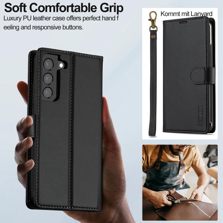 For Samsung Galaxy S25+ 5G LC.IMEEKE L2 Series Detachable Magsafe PU Phone Case with Lanyard