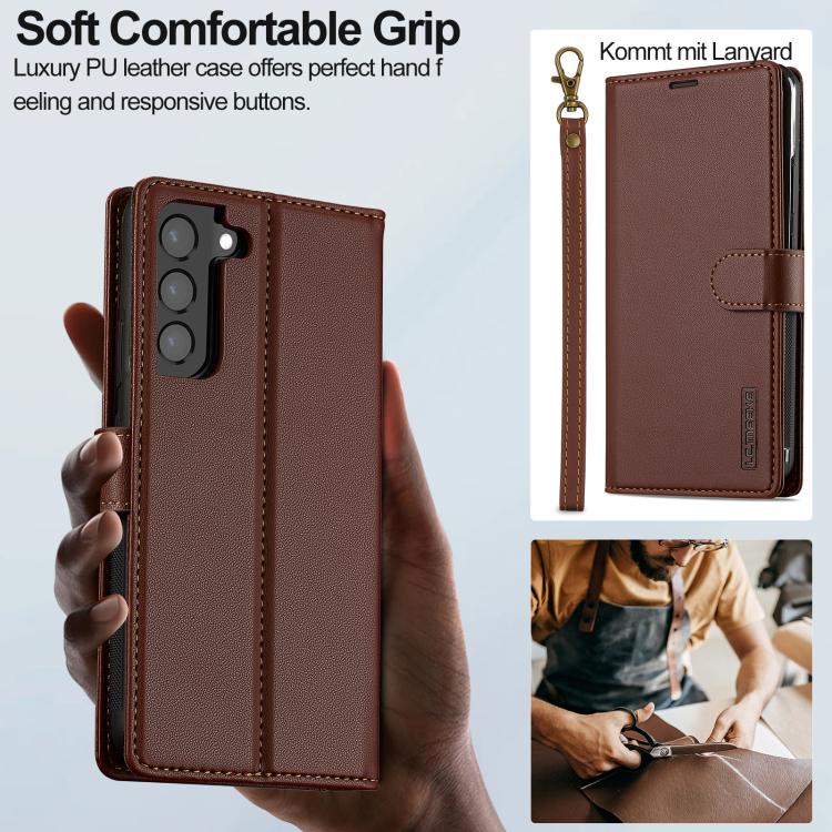 For Samsung Galaxy S25+ 5G LC.IMEEKE L2 Series Detachable Magsafe PU Phone Case with Lanyard