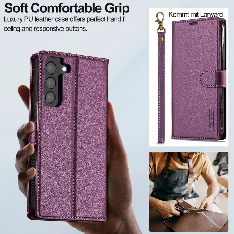 For Samsung Galaxy S25+ 5G LC.IMEEKE L2 Series Detachable Magsafe PU Phone Case with Lanyard