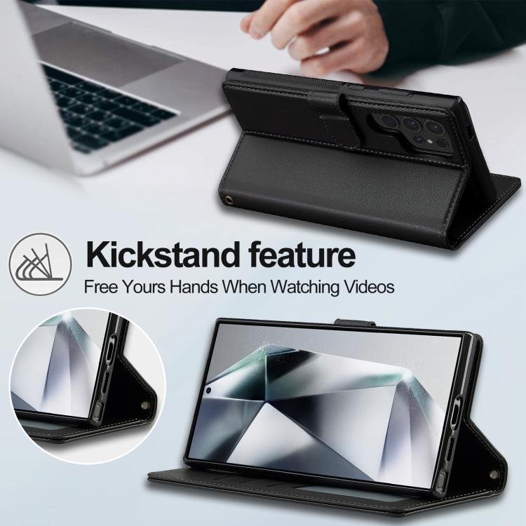 For Samsung Galaxy S25 Ultra 5G LC.IMEEKE L2 Series Detachable Magsafe PU Phone Case with Lanyard