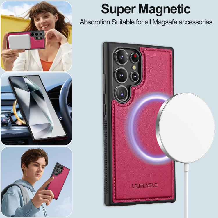 For Samsung Galaxy S25 Ultra 5G LC.IMEEKE L2 Series Detachable Magsafe PU Phone Case with Lanyard