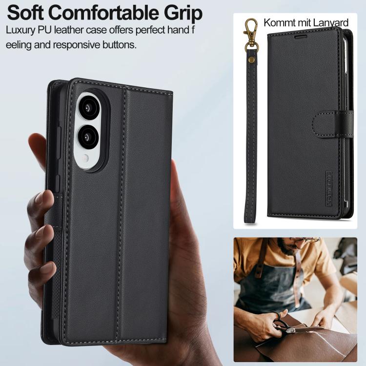 For Samsung Galaxy S25 Edge 5G LC.IMEEKE L2 Series Detachable Magsafe PU Phone Case with Lanyard