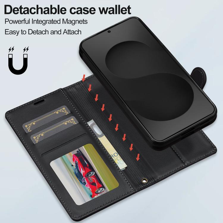 For Samsung Galaxy S25 Edge 5G LC.IMEEKE L2 Series Detachable Magsafe PU Phone Case with Lanyard