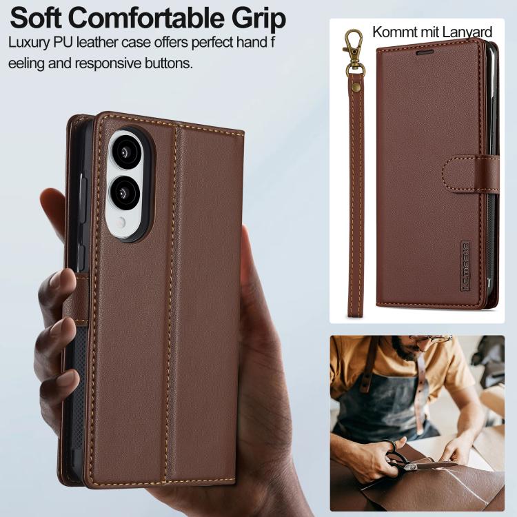 For Samsung Galaxy S25 Edge 5G LC.IMEEKE L2 Series Detachable Magsafe PU Phone Case with Lanyard
