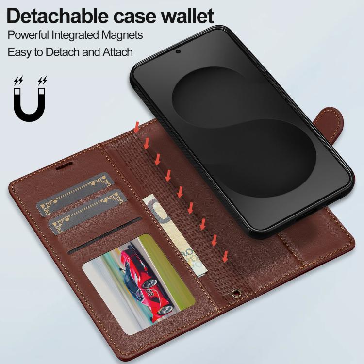 For Samsung Galaxy S25 Edge 5G LC.IMEEKE L2 Series Detachable Magsafe PU Phone Case with Lanyard