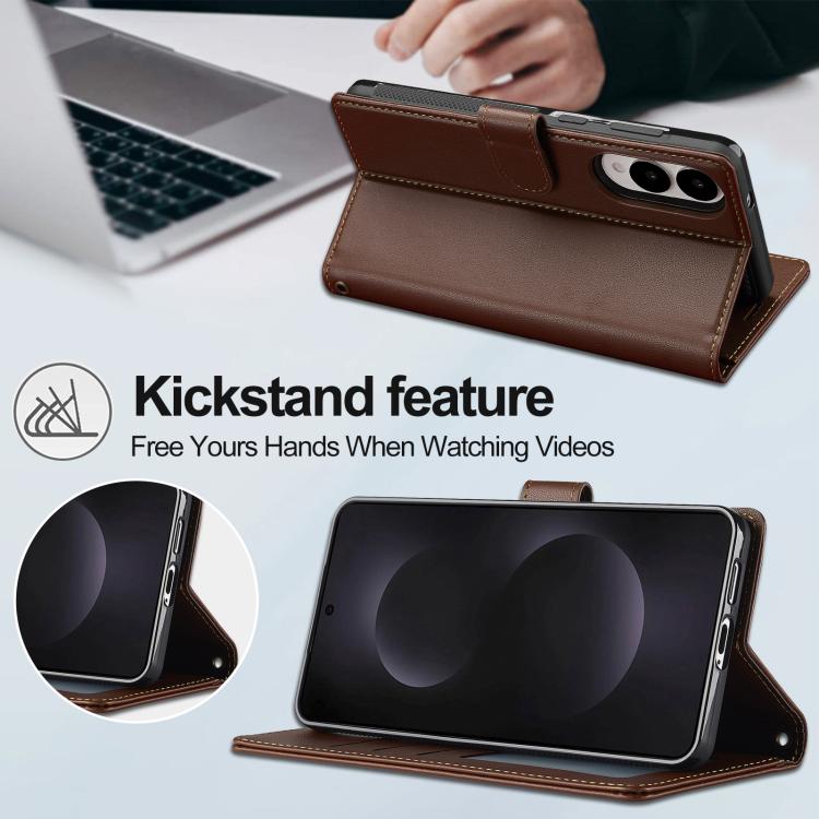 For Samsung Galaxy S25 Edge 5G LC.IMEEKE L2 Series Detachable Magsafe PU Phone Case with Lanyard