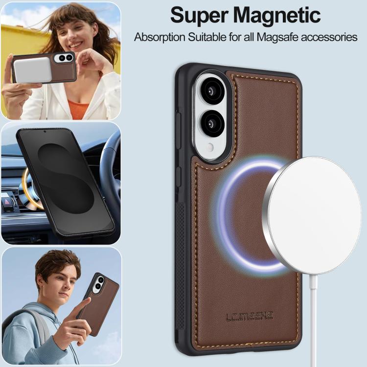 For Samsung Galaxy S25 Edge 5G LC.IMEEKE L2 Series Detachable Magsafe PU Phone Case with Lanyard
