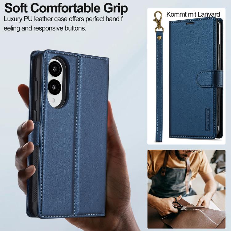 For Samsung Galaxy S25 Edge 5G LC.IMEEKE L2 Series Detachable Magsafe PU Phone Case with Lanyard