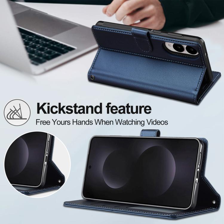 For Samsung Galaxy S25 Edge 5G LC.IMEEKE L2 Series Detachable Magsafe PU Phone Case with Lanyard