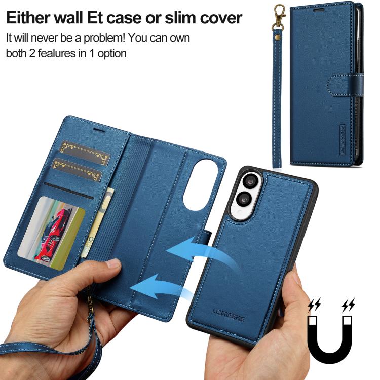 For Samsung Galaxy S25 Edge 5G LC.IMEEKE L2 Series Detachable Magsafe PU Phone Case with Lanyard