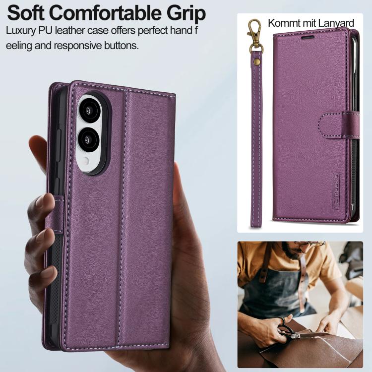 For Samsung Galaxy S25 Edge 5G LC.IMEEKE L2 Series Detachable Magsafe PU Phone Case with Lanyard