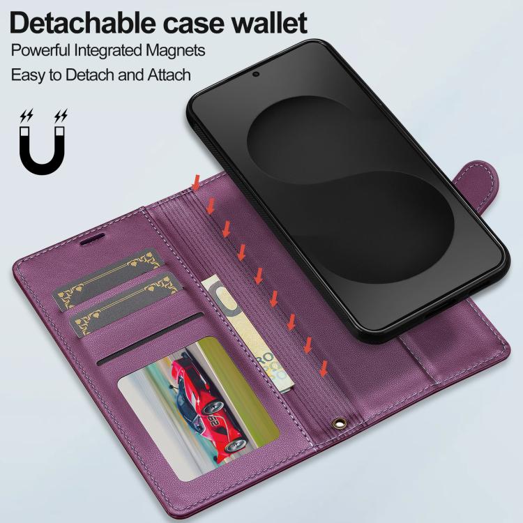 For Samsung Galaxy S25 Edge 5G LC.IMEEKE L2 Series Detachable Magsafe PU Phone Case with Lanyard