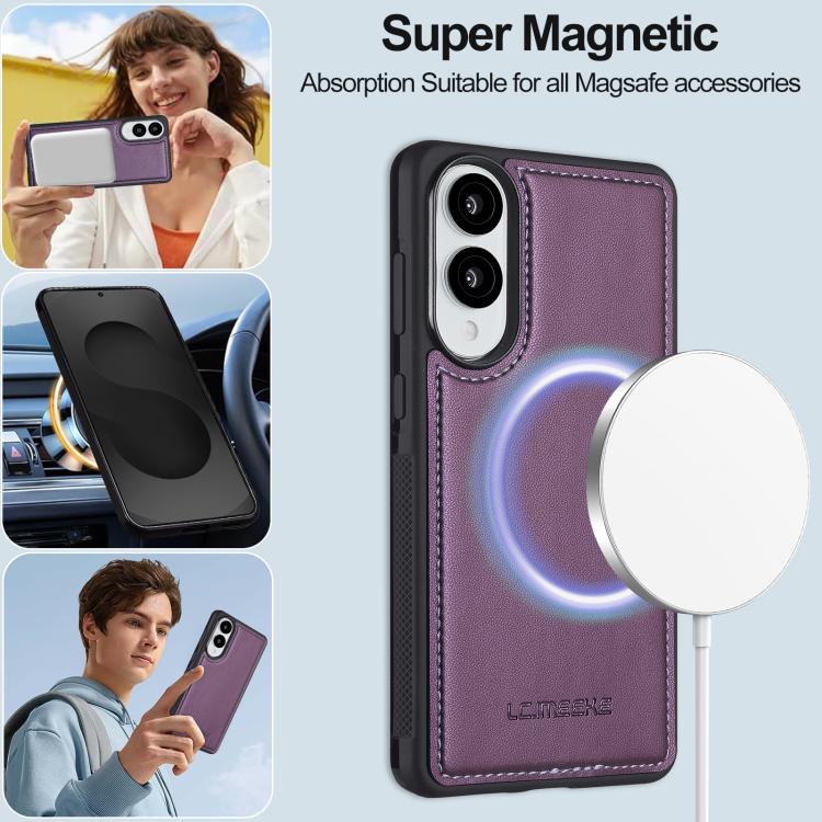 For Samsung Galaxy S25 Edge 5G LC.IMEEKE L2 Series Detachable Magsafe PU Phone Case with Lanyard