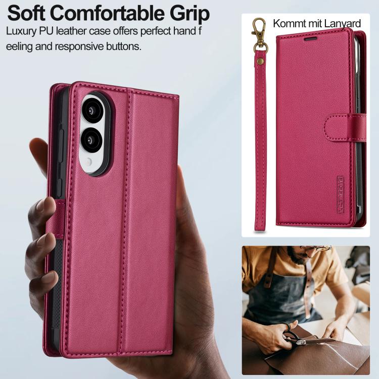 For Samsung Galaxy S25 Edge 5G LC.IMEEKE L2 Series Detachable Magsafe PU Phone Case with Lanyard