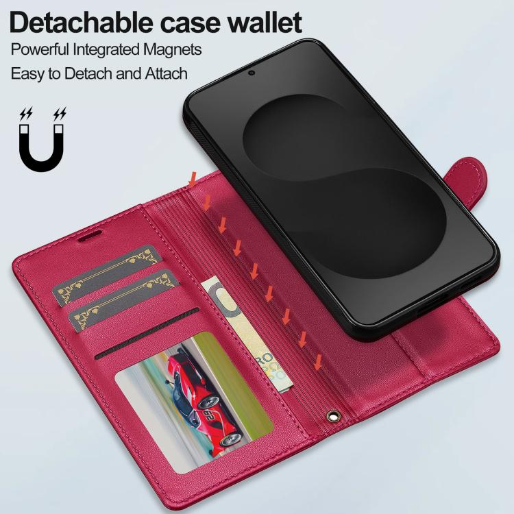 For Samsung Galaxy S25 Edge 5G LC.IMEEKE L2 Series Detachable Magsafe PU Phone Case with Lanyard