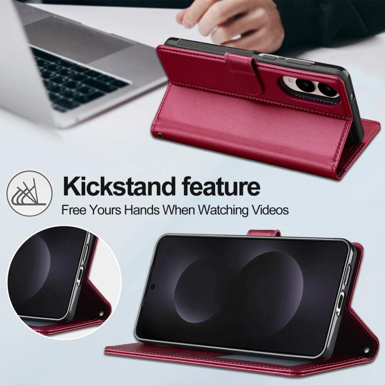 For Samsung Galaxy S25 Edge 5G LC.IMEEKE L2 Series Detachable Magsafe PU Phone Case with Lanyard