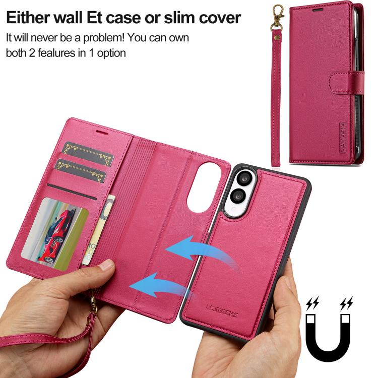 For Samsung Galaxy S25 Edge 5G LC.IMEEKE L2 Series Detachable Magsafe PU Phone Case with Lanyard