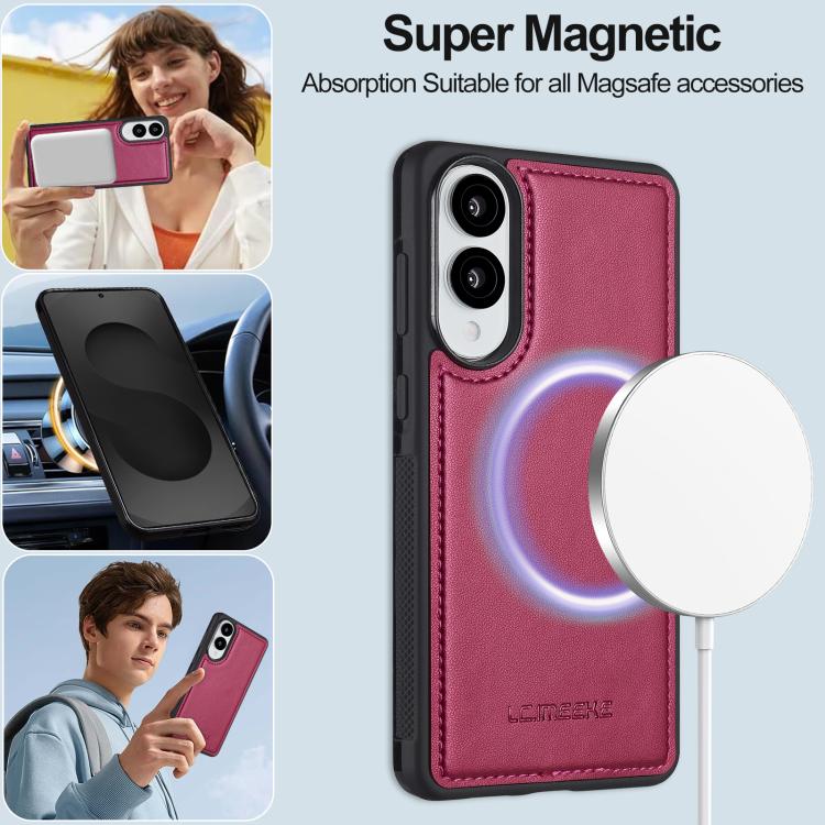 For Samsung Galaxy S25 Edge 5G LC.IMEEKE L2 Series Detachable Magsafe PU Phone Case with Lanyard