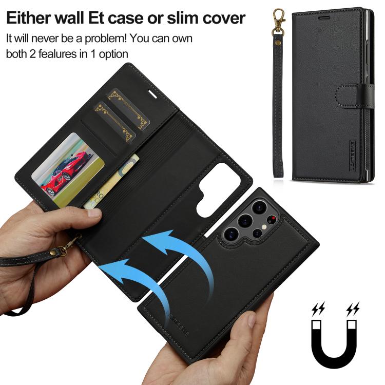 For Samsung Galaxy S26 Ultra 5G LC.IMEEKE L2 Series Detachable Magsafe PU Phone Case with Lanyard