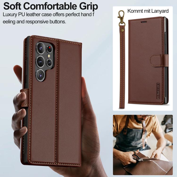 For Samsung Galaxy S26 Ultra 5G LC.IMEEKE L2 Series Detachable Magsafe PU Phone Case with Lanyard