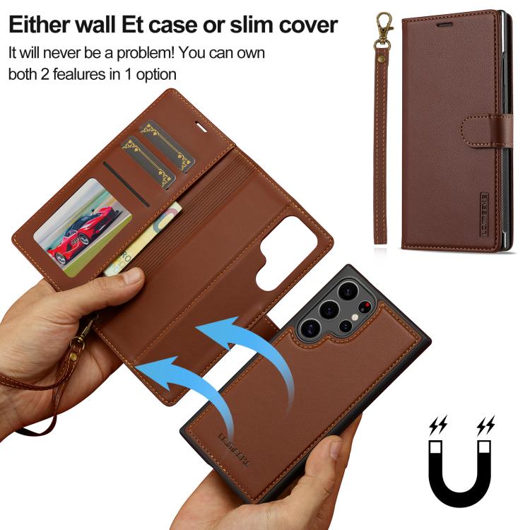 For Samsung Galaxy S26 Ultra 5G LC.IMEEKE L2 Series Detachable Magsafe PU Phone Case with Lanyard