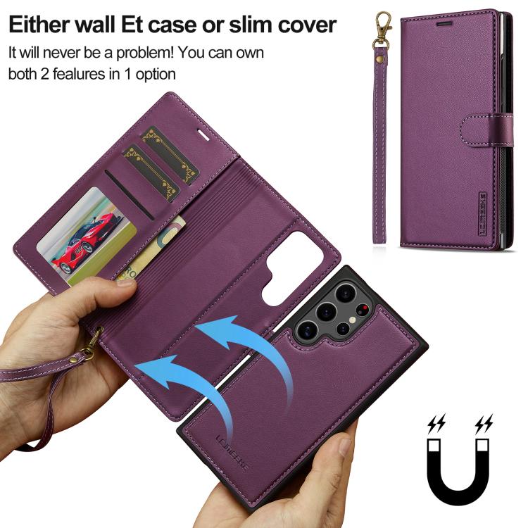 For Samsung Galaxy S26 Ultra 5G LC.IMEEKE L2 Series Detachable Magsafe PU Phone Case with Lanyard
