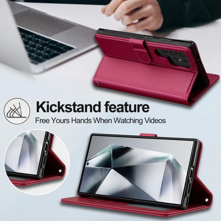 For Samsung Galaxy S26 Ultra 5G LC.IMEEKE L2 Series Detachable Magsafe PU Phone Case with Lanyard