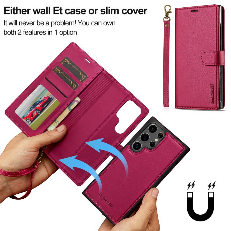 For Samsung Galaxy S26 Ultra 5G LC.IMEEKE L2 Series Detachable Magsafe PU Phone Case with Lanyard