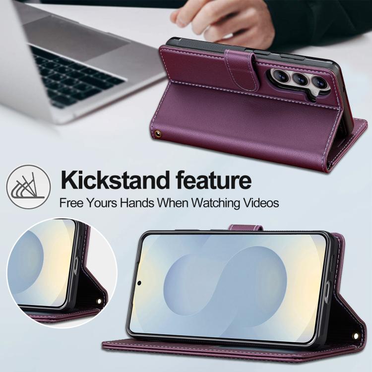For Samsung Galaxy S26+ 5G LC.IMEEKE L2 Series Detachable Magsafe PU Phone Case with Lanyard