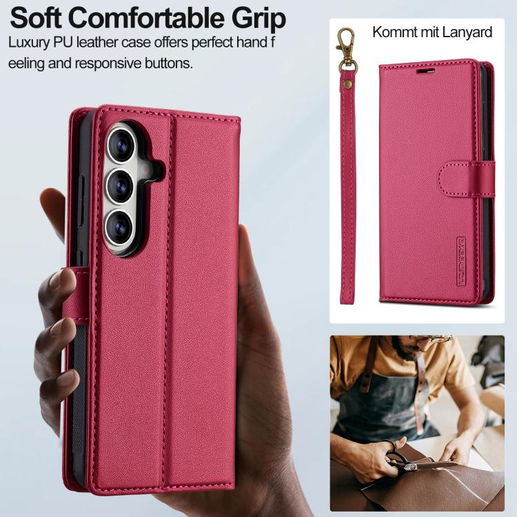 For Samsung Galaxy S26+ 5G LC.IMEEKE L2 Series Detachable Magsafe PU Phone Case with Lanyard