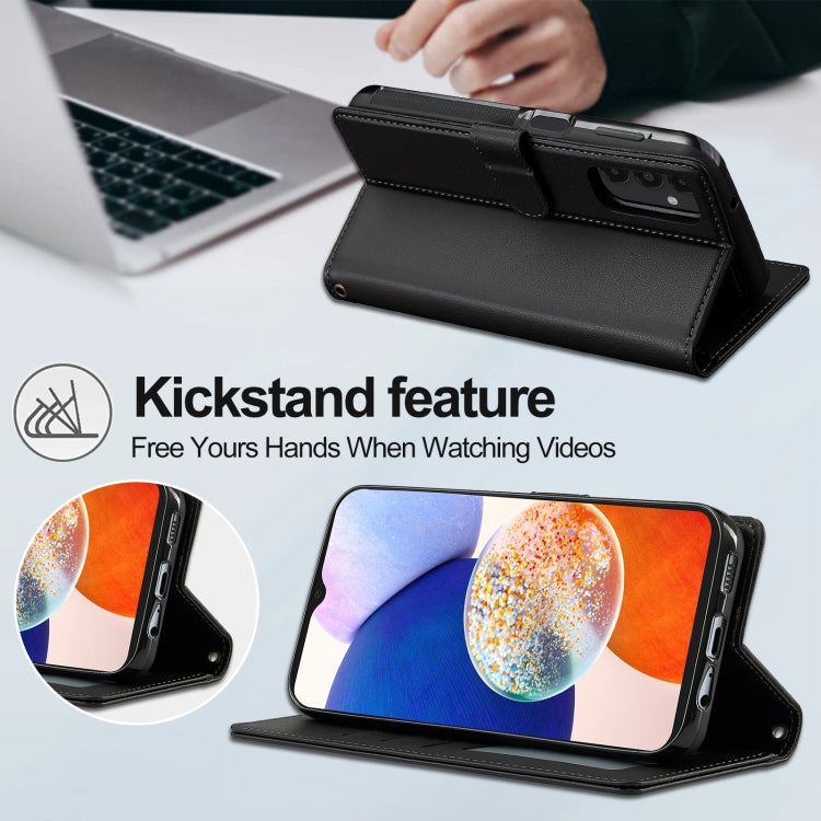 For Samsung Galaxy A14 4G / A14 5G LC.IMEEKE L2 Series Detachable Magsafe PU Phone Case with Lanyard