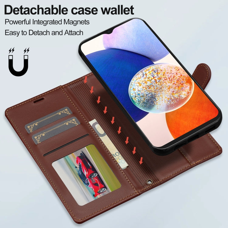 For Samsung Galaxy A14 4G / A14 5G LC.IMEEKE L2 Series Detachable Magsafe PU Phone Case with Lanyard