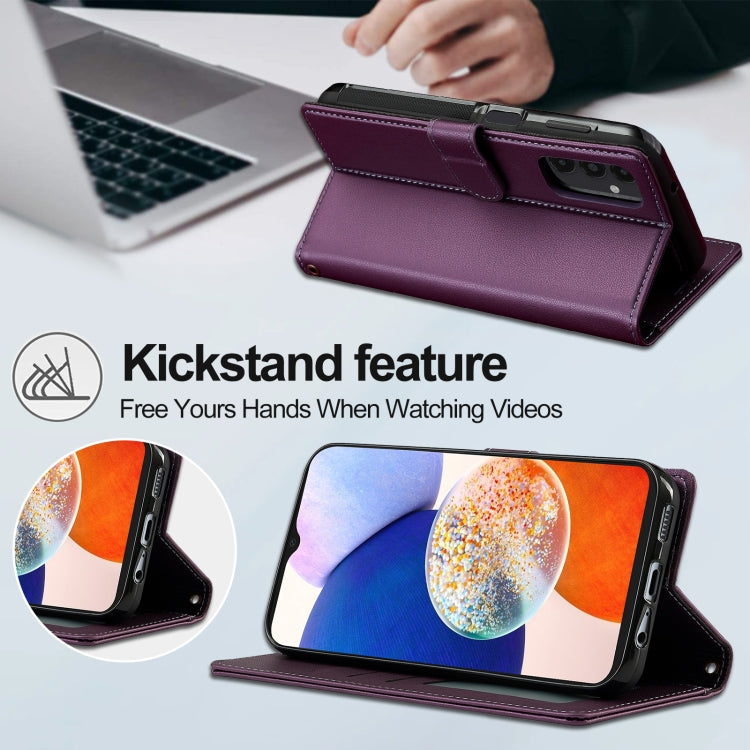 For Samsung Galaxy A14 4G / A14 5G LC.IMEEKE L2 Series Detachable Magsafe PU Phone Case with Lanyard