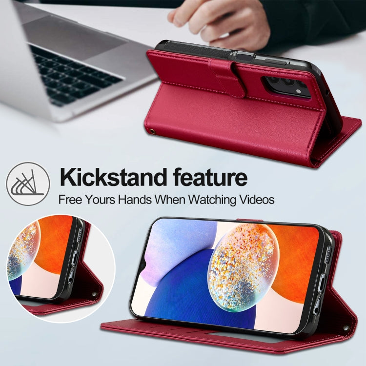 For Samsung Galaxy A14 4G / A14 5G LC.IMEEKE L2 Series Detachable Magsafe PU Phone Case with Lanyard