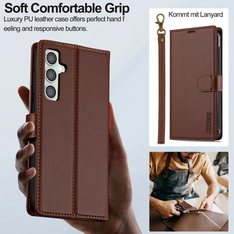 For Samsung Galaxy A56 5G LC.IMEEKE L2 Series Detachable Magsafe PU Phone Case with Lanyard