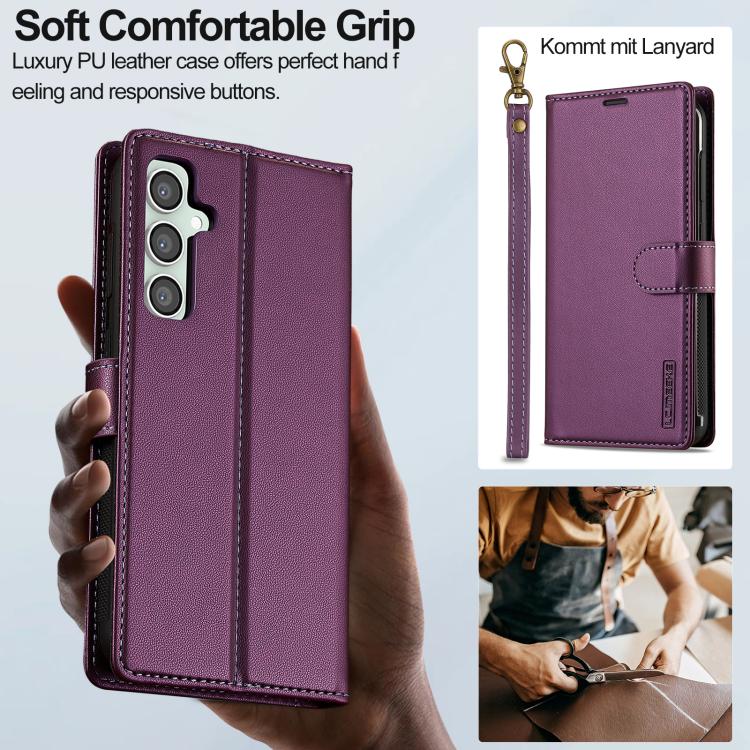 For Samsung Galaxy A36 5G LC.IMEEKE L2 Series Detachable Magsafe PU Phone Case with Lanyard