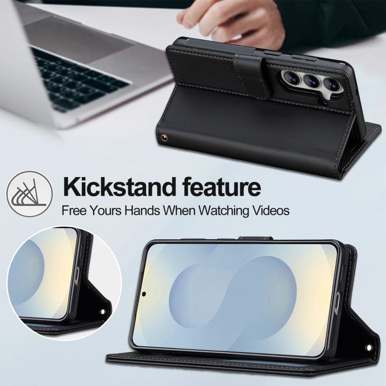 For Samsung Galaxy A37 5G LC.IMEEKE L2 Series Detachable Magsafe PU Phone Case with Lanyard