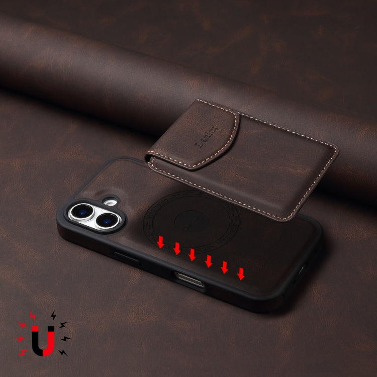 For iPhone 16 Plus Denior D19 Skin Feel MagSafe Detachable Card Slot Phone Case