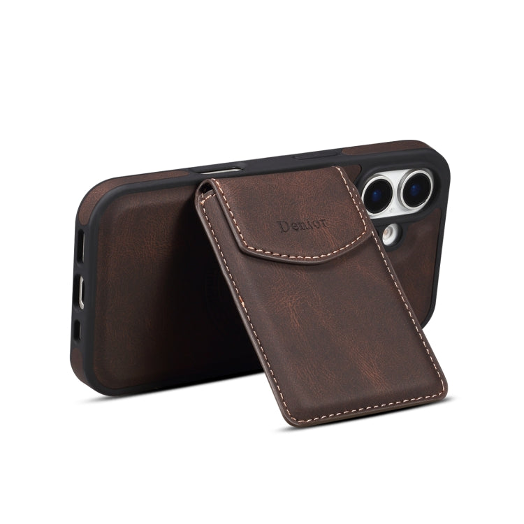 For iPhone 16 Plus Denior D20 Skin Feel MagSafe Holder Detachable Card Slot Phone Case