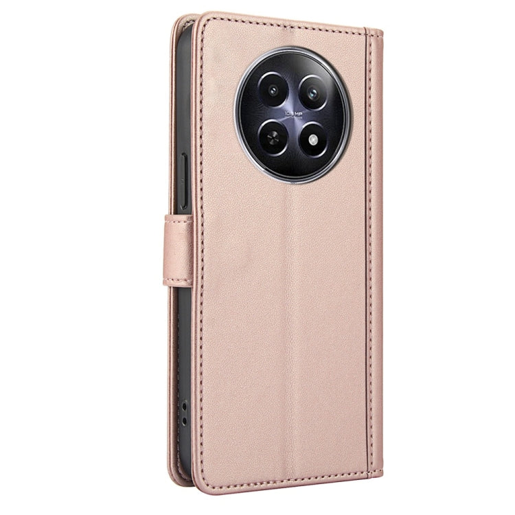 For Realme 12 5G / 12x 5G / C65 5G Skin Feel Pure Color Card Slots Leather Phone Case with Dual Lanyard