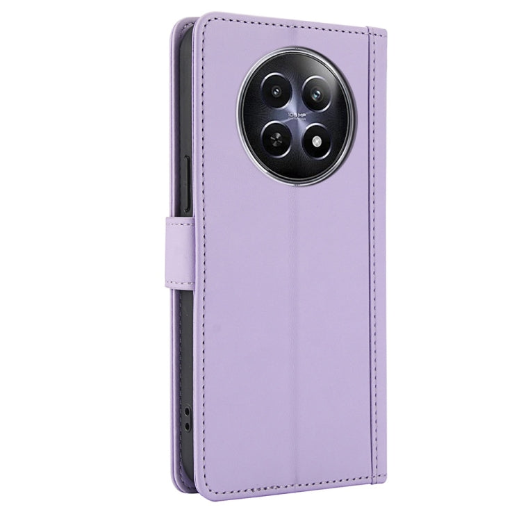 For Realme 12 5G / 12x 5G / C65 5G Skin Feel Pure Color Card Slots Leather Phone Case with Dual Lanyard