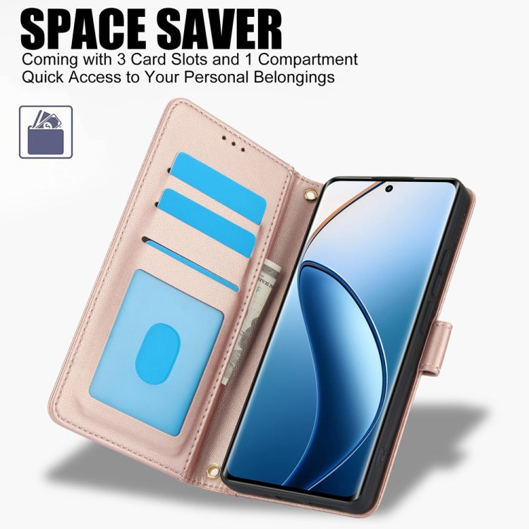 For Realme 12 Pro / 12 Pro+ Skin Feel Pure Color Card Slots Leather Phone Case with Dual Lanyard