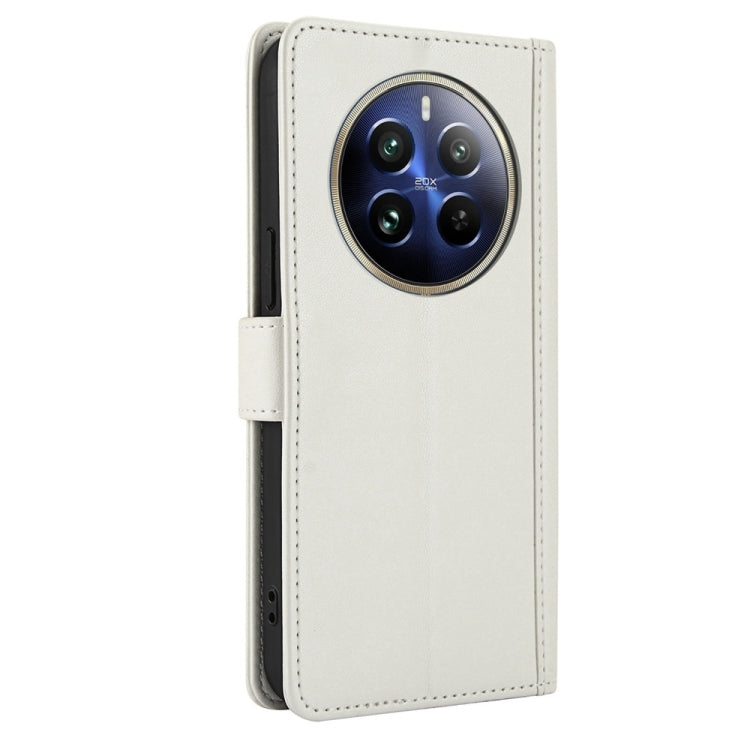 For Realme 12+ / Narzo 70 Global Skin Feel Pure Color Card Slots Leather Phone Case with Dual Lanyard