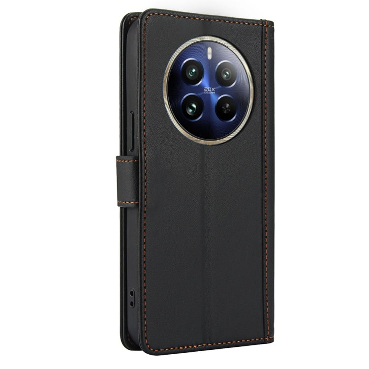 For Realme 12+ / Narzo 70 Global Skin Feel Pure Color Card Slots Leather Phone Case with Dual Lanyard